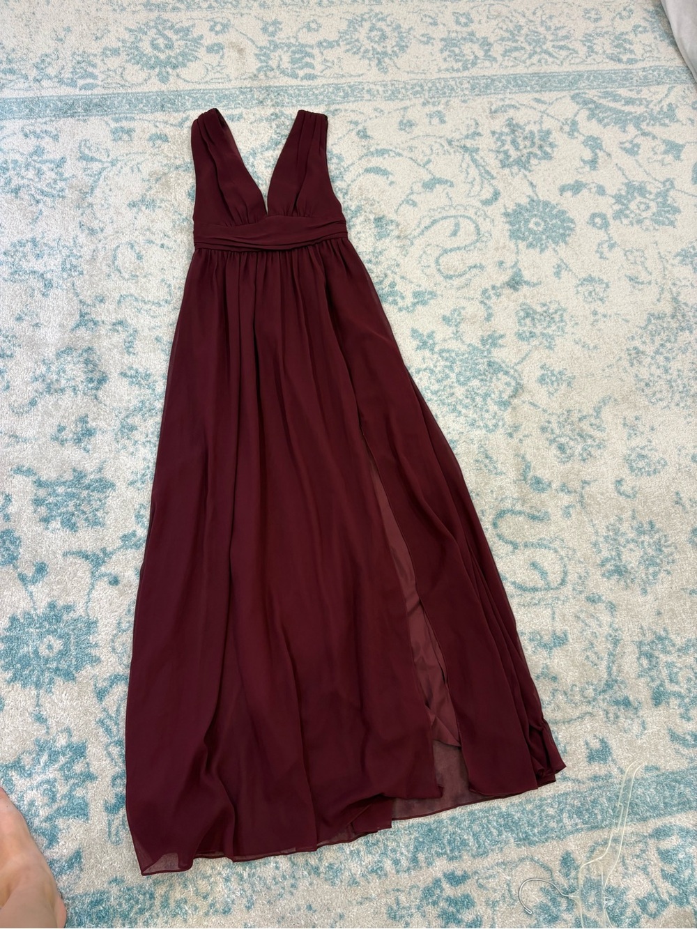 Elegant V-Neck Wine Maxi Dress for Women